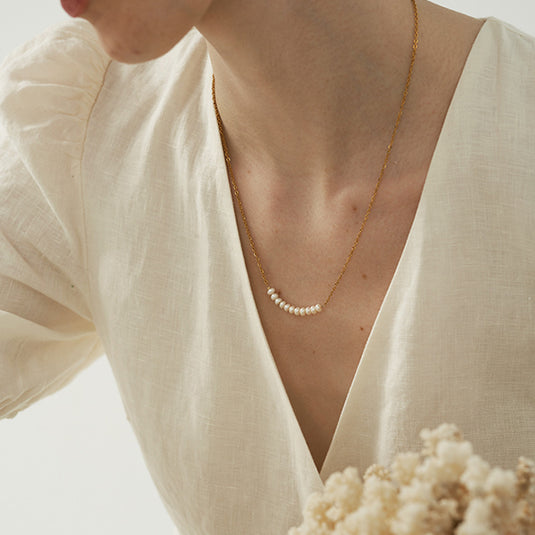 Simple Pearl Earrings Necklace Female Clavicle Chain