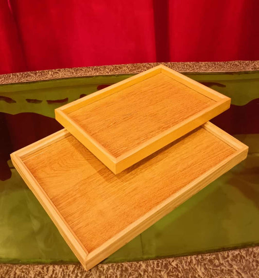 Wooden 2 PC tray set