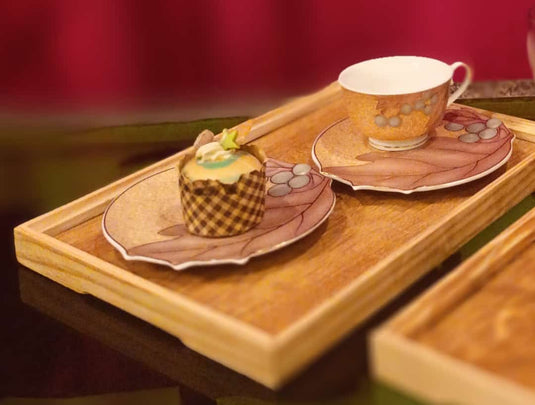 Wooden 2 PC tray set